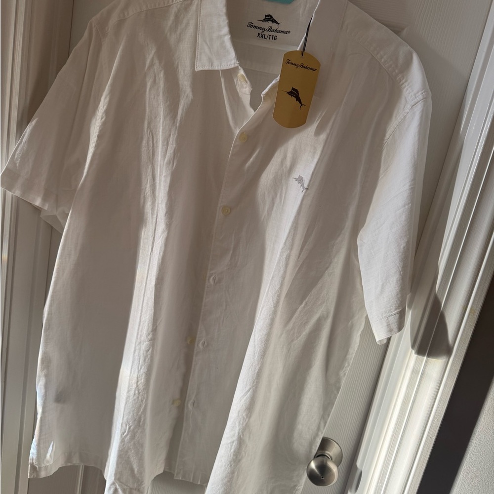Tommy Bahama Men's White Short-Sleeve Button-Up Shirt XXL